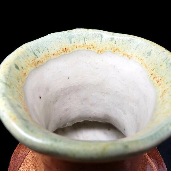 Crude Art Pottery 6" Vase Brutalist Boho Incised Signed PJs 1993 Heavy Vintage - Picture 8 of 11